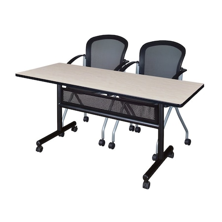 Kobe Rectangle FlipTop Table, 60" W, 29" H, Laminate Top, Maple MKFTM6024PL23BK